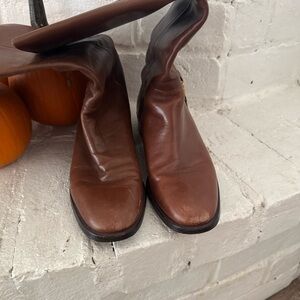Etienne Aigner Derby Riding Boots | Brown Leather | Size 8M $75